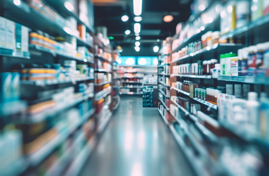 Aisle in a UK supermarket.